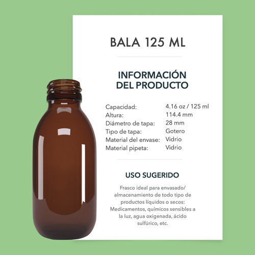 Frasco Gotero Pipeta Envase Vidrio Ambar 125 Ml 15 Pzs