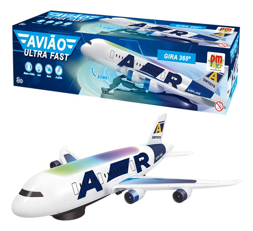 Avião De Brinquedo Bate Volta Ultra Fast Azul Dmt6848