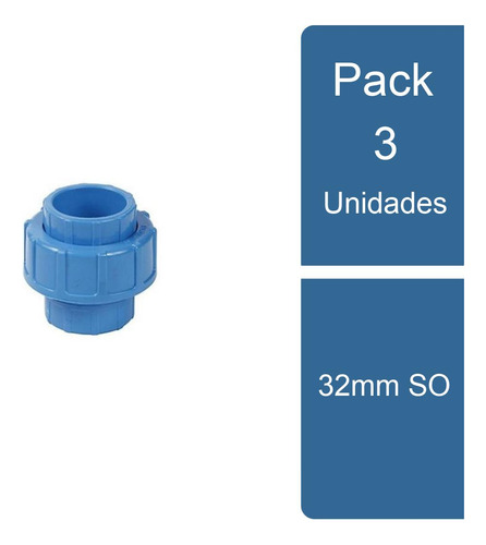 Pack 3 Unión Americana Pvc Hidráulico 32mm So Pvc