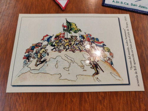 Postal Scouts Del Mundo, Todos Hermanos - Dibujo De Bp