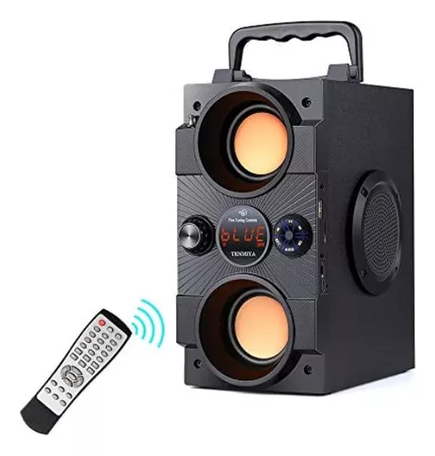 Altavoces Bluetooth de 60 W, altavoz inalámbrico portátil con subwoofer  doble, graves pesados, radio FM, micrófono, luces, ecualizador remoto, caja  de