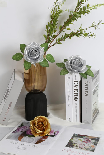 Flores Insunsix Artificiales, 20 Rosas Plateadas