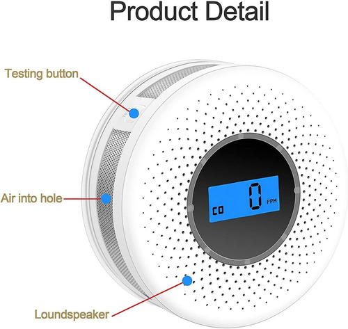 Detector Combinado De Humo Y Monóxido De Carbono Con Pantall