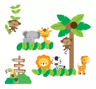 Adesivo Bebe Infantil Safari Girafa Decorativo Parede Zoo 63