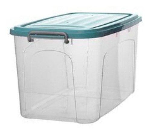 Caja Plastica Organizadora Canasto Con Tapa Color Transparente/verde 647