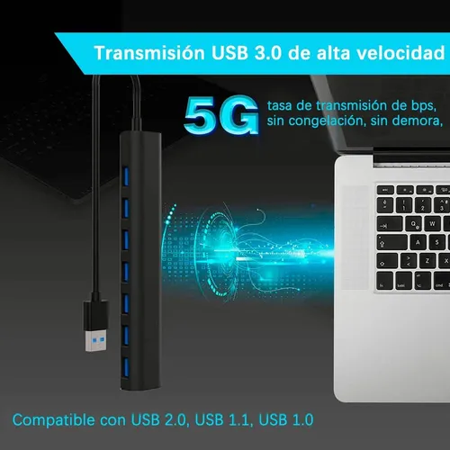 Multi Usb 3.0 Hub Divisor De 7 Puertos Velocidad De 5 Gbps