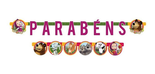 Imagem 1 de 2 de Faixa Parabéns - Masha E O Urso