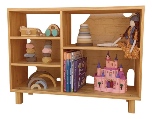 Mueble Organizador Multiuso Juguetes Infantiles Hogar Marrón Claro