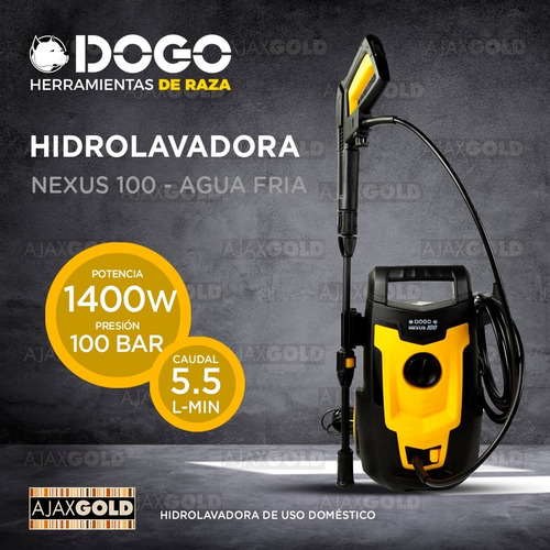 Imagen 2 de 7 de Hidrolavadora Nexus 100bar 1400w Agua Fria Presion Lanza