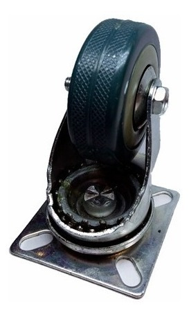 Imagen 2 de 9 de Rueda 50mm Diametro Reforzada Con Base Giratoria Goma Acero