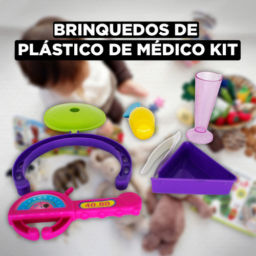 Imagem 4 de 7 de Brinquedo Kit Medico Infantil 6pç Espelho Copo Medidor Bacia