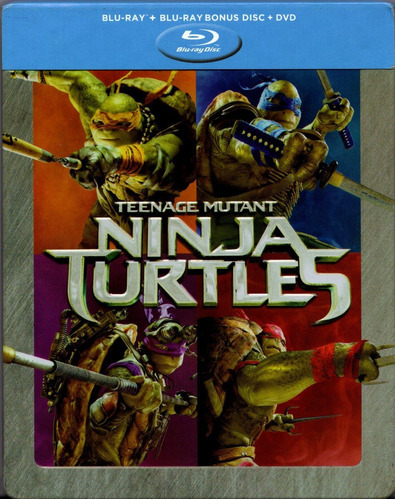 Tortugas Ninja Steelbook Pelicula Blu-ray + Bonus + Dvd
