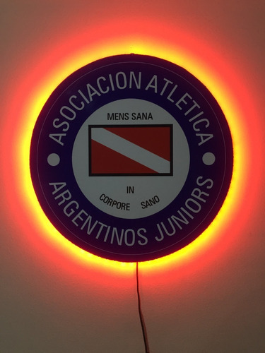 Cuadro Escudo Argentinos Juniors Con Luces Led Rojo + Tecla