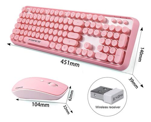 Teclado + Mouse Inalambricos Para Pc 104 Teclas Conex 2.4...