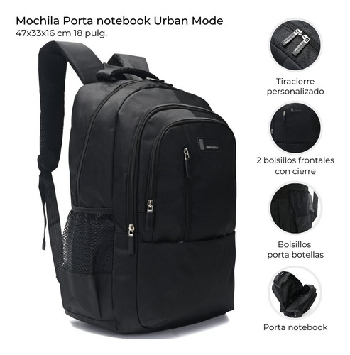 Mochila Wanderlust Urban Portanotebook Compartimento Negro Urban Mode