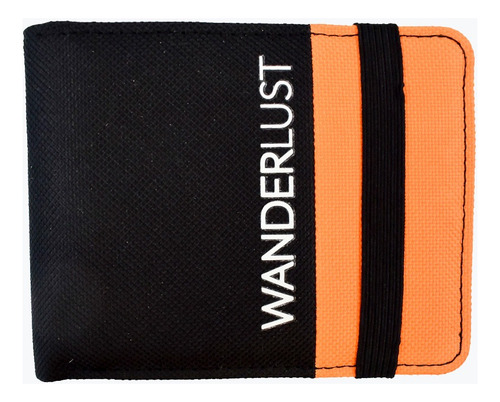 Billetera Wanderlust Canvas Pu Con Elastico Color Negro