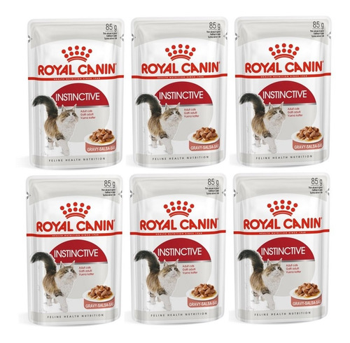 Kit 6 Unidades Royal Canin Sachê Instinctive Gato Adulto 85g