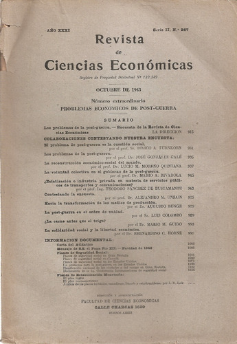 Revista De Ciencias Economicas Nº 267 Octubre 1943