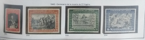 Ch201 Chile Serie Completa Año 1942 Aniv. O'higgins Mint