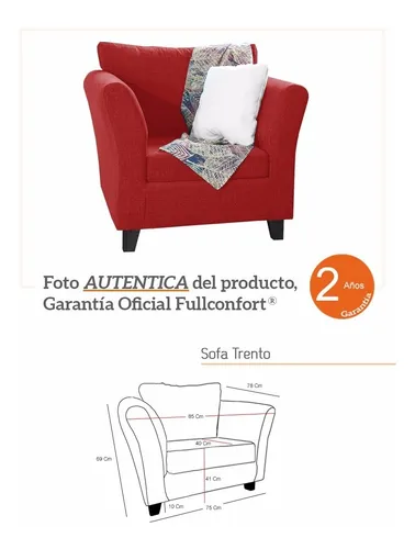 Sofa Sillon Trento Original 1 Cuerpo En Lino Fullconfort