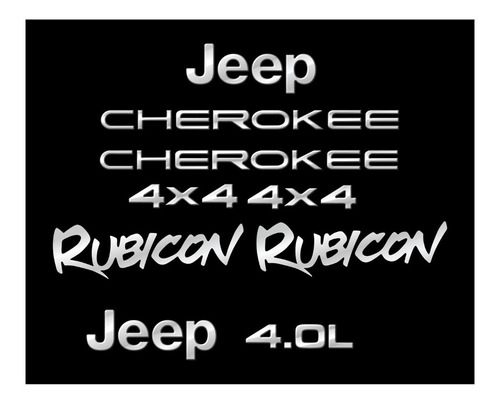 Kit Adesivo Emblema Jeep Gran Cherokee Rubicon 1998 4x4 Cromado Resinado Chrb08 Cor CHEROKEE RUBICON CROMADO