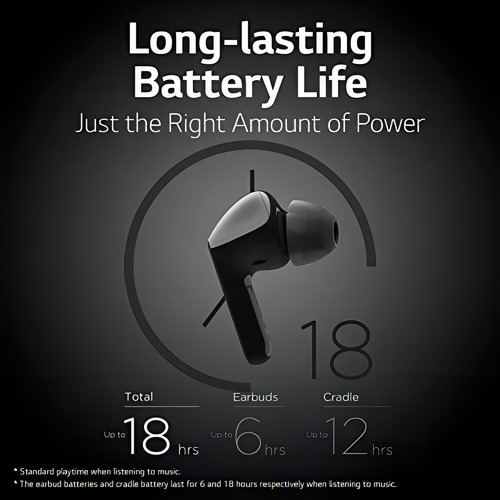 LG Tone Free Fn6 Uvnano Mata El 99,9 % De Las Bacterias En Y Color Negro