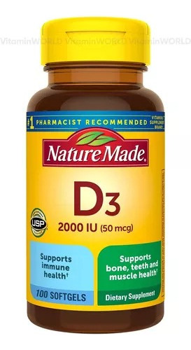 Nature Made Vitamina D3 50mcg (2,000iu) 100 Cápsulas 