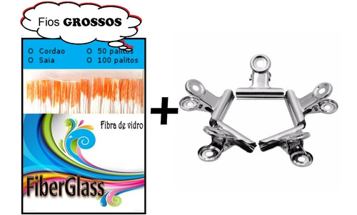 Kit Fibra De Vidro 50pçs + Clips Ou Pinça Pressao Curvador C