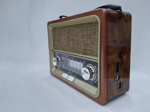 Rádio Retro Vintage Fm Am Usb Sd Bluetooth Bateria Solar