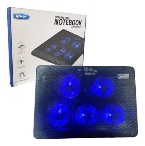 Suporte Base Cooler Notebook Gamer Led Usb 5 Fan Regulável
