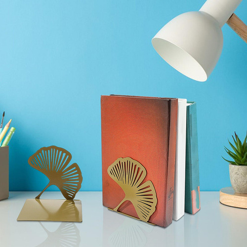 2 Piezas Ginkgo Leaf Bookend Decorativo Único Antislip
