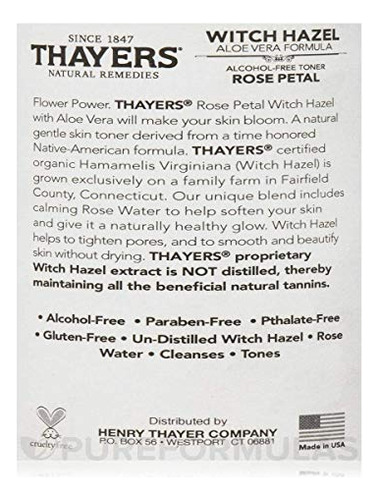 Thayers Pétalos De Rosa Hamamelis Con Aloe Vera 12 Oz. (2