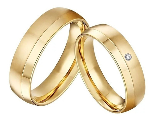 Alianzas De Matrimonio de Titanio Con Baño De Oro 18k (par)