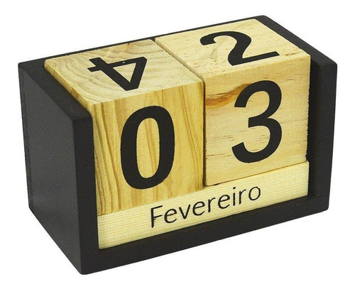 Calendário Permanente De Madeira P/ Mesa Home Office Decor