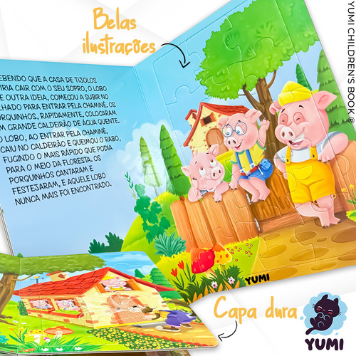 Livro: Os Três Porquinhos | Leitura Ilustrada Para Crianças Com 3 Quebra-cabeças - Capa E Folhas Duras