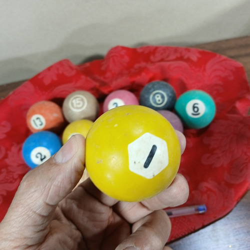 Jogo 13 Bolas Bilhar Sinuca Pó Mármore Antiga Vintage Usadas (Usado)