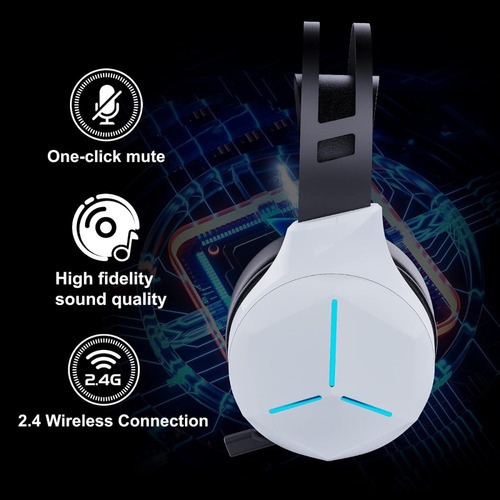 Headset Audifonos Inalambricos Multiplataforma Ps5 Xbox Led Color Blanco
