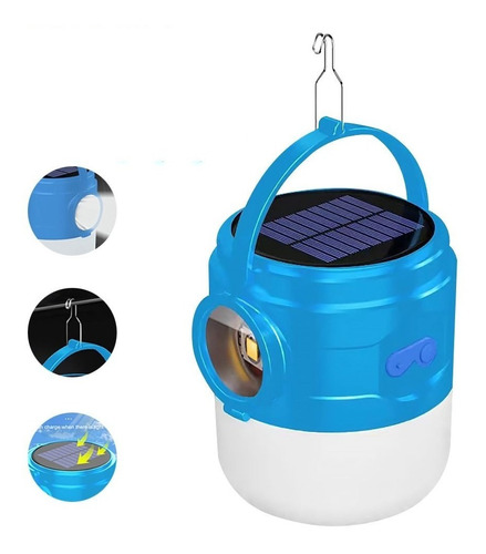 Lampara Led Emergencia Camping Recargable Usb Y Solar