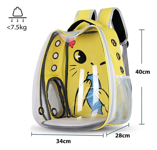 Mochila Portátil Mascotas Cómoda Perfecta Para Perros Gatos Color Negro