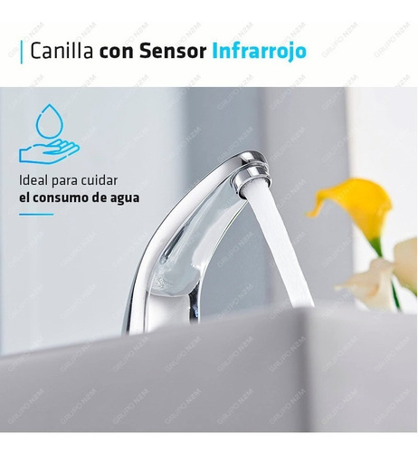 Imagen 5 de 10 de Griferia Baño Canilla Sensor Infrarrojo Lavamanos Automatico