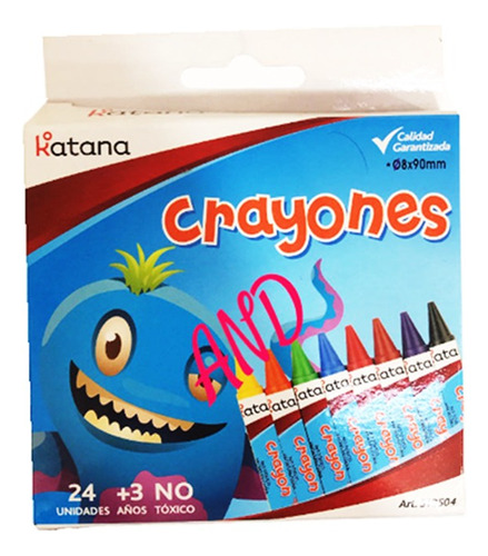 Crayones Katana Pinto X 24 Colores 24 Cera No Toxico 90 Mm