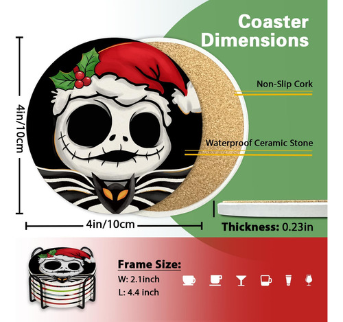 Paayna Christmas Jack Posavasos Con Soporte, Juego De 6, Alf