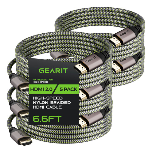Gearit Cable Hdmi 4k, (paquete De 5 / 6.6 Pies/6.6 Ft) Hdmi