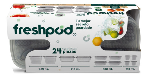 Juego De Herméticos 24pz Plástico Apilables Freshpod