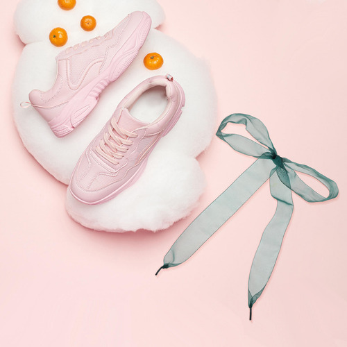 1 Par De Cordones Planos Satinados Con Cinta De Chifón Color