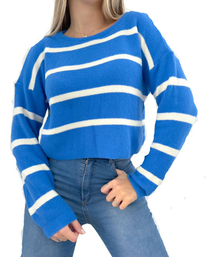 Sweater Plush Rayado Frizado
