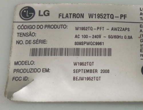 Placa Principal Monitor Lg W1952tq-pf (Usado)