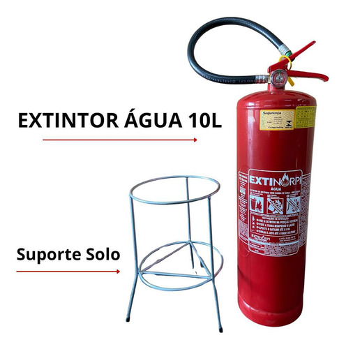 Extintor Água 10l Novo + Sup. De Solo + Placa De Sinalização