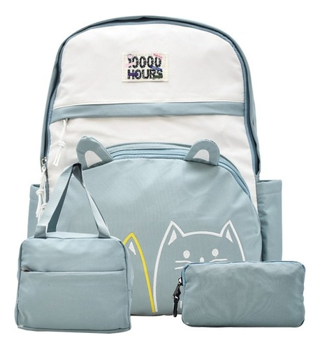 Mochila Para Laptop Gato 10000 Hours Martin Minghao Bordado Azul Claro Primaria Ll23bjm063 Lluvia