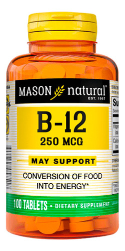 Vitamina Mason B-12 250 Mcg (100 Tab)